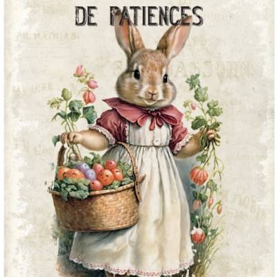 Bastelpapier - Decoupage-Papier - A4 - Softpapier - Vintage - Shabby - Hase - Ostern - 13205