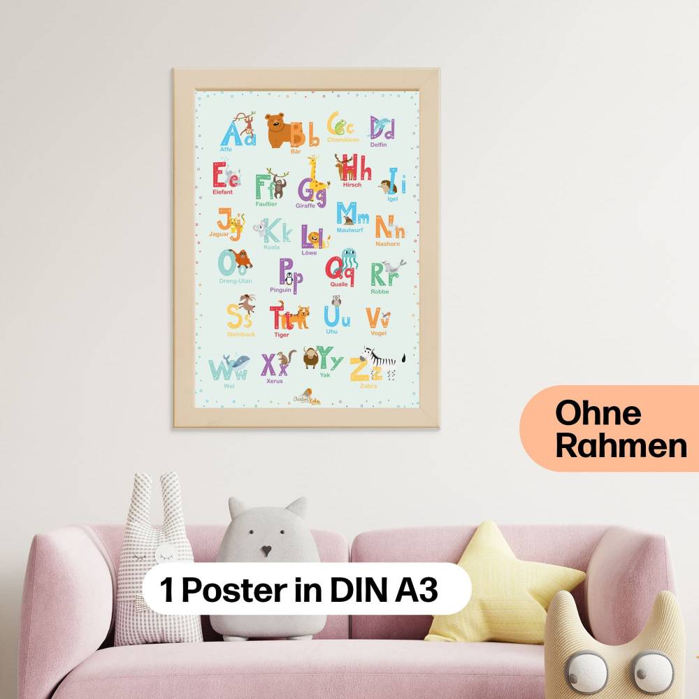 ABC Poster mit Tier Alphabet | Fürs Kinderzimmer, Kindergarten
