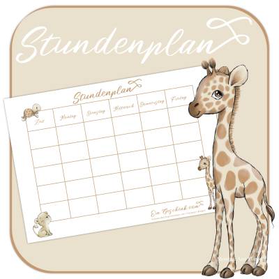 FREEBIE - GESCHENK  | Stundenplan  | Afrika Zoo Safari | A4 zum selbst drucken | PDF Datei