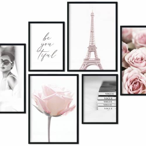 CreativeRobin Poster Set als Wohnzimmer Deko | 4x A3 + 2x A4 Wandbilder Collage | ohne Rahmen » Fashion & Architektur «