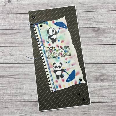 Grußkarten / Glückwunschkarten zum Geburtstag, „Ich lass Konfetti für dich regnen“, Pandabären, Kinder, Handarbeit