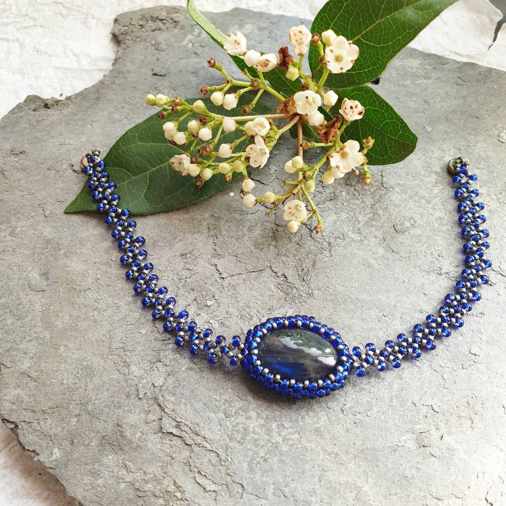 Armband mit rauchig-blauem Labradorit | 18cm | Magnetverschluss | Geschenk Bild 1
