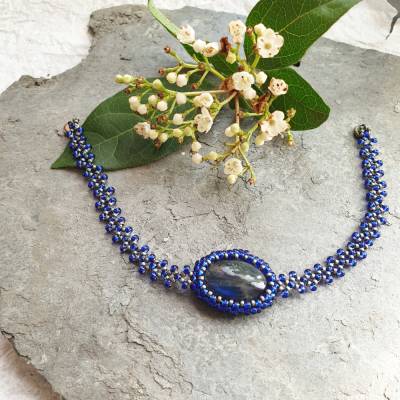 Armband mit rauchig-blauem Labradorit | 18cm | Magnetverschluss | Geschenk