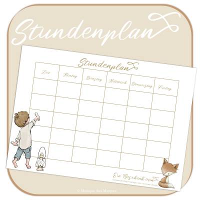 FREEBIE - GESCHENK  | Stundenplan  | Einschulung Grundschule | A4 zum selbst drucken | PDF Datei