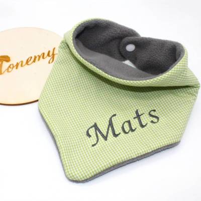 Halstuch für Kinder grün Fleece grau mit Namen personalisiert / Kinderhalstuch / Babyhalstuch
