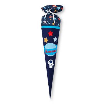 Schultüte, Stoffschultüte, Schultüte aus Stoff, Stoffschultüte, Schultüte aus Stoff, Motiv: Space Weltall, Astronaut