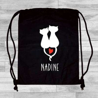 Sportbeutel „Katzenliebe", personalisiert, Name, Rucksack, Tasche, Katzenliebe