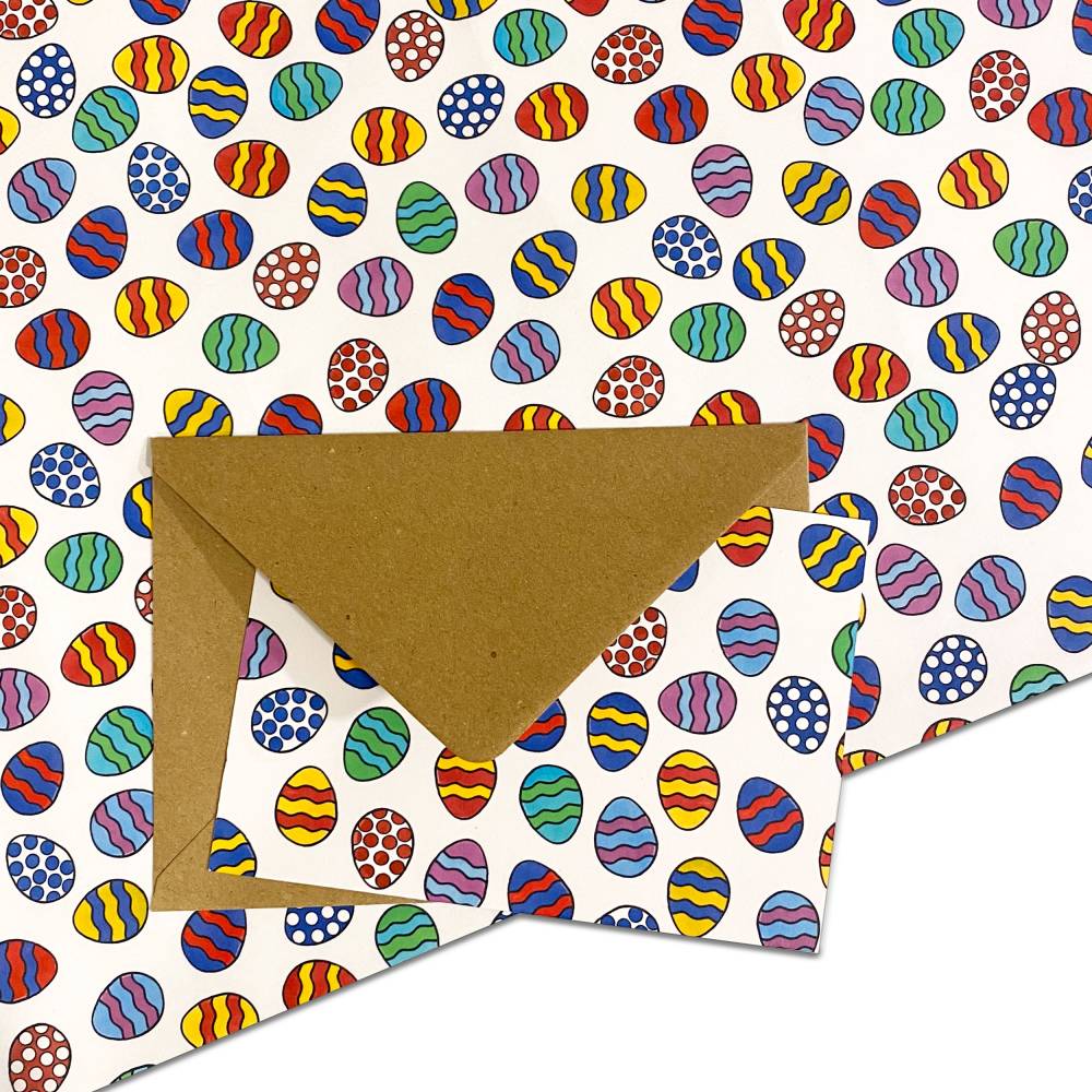 Osterkarte Bunte Ostereier | Handgemachte Grußkarte DIN A6 | Inkl. Kraftpapier-Umschlag Bild 2