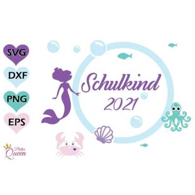 Plotterdatei Schulkind Meerjungfrau SVG DXF PNG