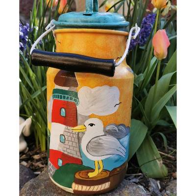 . Möwe mit Leuchtturm Milchkanne