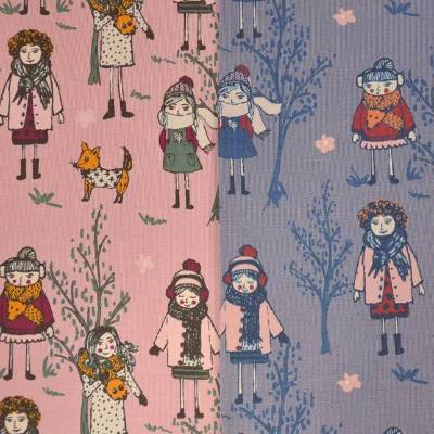 ♕ French Terry Sommersweat  Modal Wintermädchen 50 x 145 cm Nähen  altrosa blau ♕