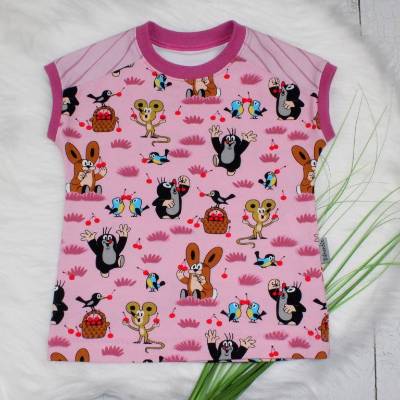 Maulwurf T-Shirt / Der kleine Maulwurf /Pauli / Kirschenfest / handmade / rosa / beere 