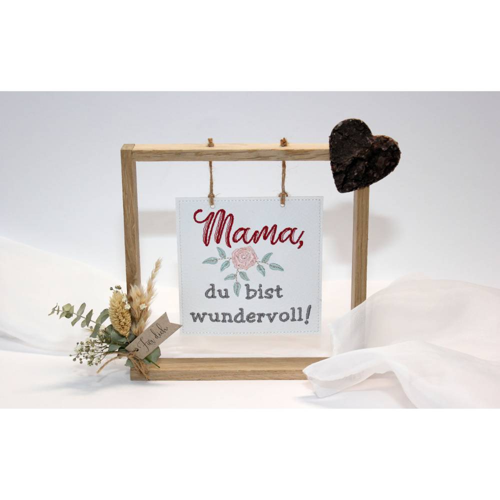 Stickdatei Muttertag SET Untersetzer Lichterbeutel Mama Bild 3