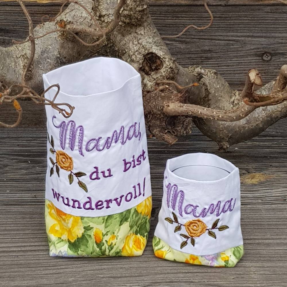 Stickdatei Muttertag SET Untersetzer Lichterbeutel Mama Bild 5
