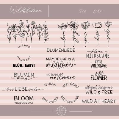 Plotterdatei Wildblumen SVG DXF rund im Kreis Kerzenteller Blumen Wiese Grow wild Blumenkind Deko blüh baby Blumenliebe 