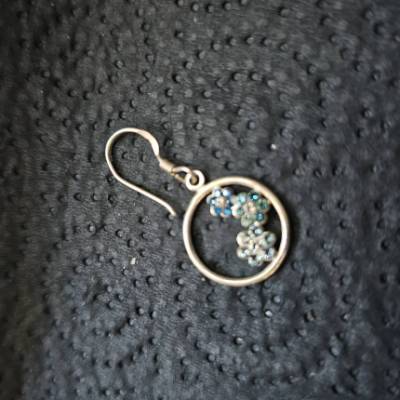 Runde Ohrhänger klein blau – 925 Sterling Silber, Einzelstück, 15 mm