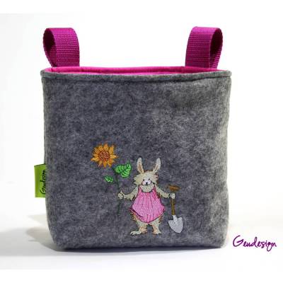 Lenkertasche "Häschen im Garten" aus Filz, personalisierbar