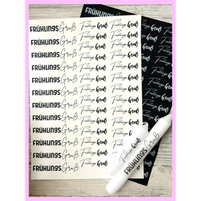 Kerzentattoo FRÜHLINGSGRUSS, weiß o. schwarz, A4, Wasserschiebefolie, Kerzenfolie, Kerzensticker, Frühling 