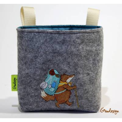 Lenkertasche "Fuchs auf Wanderschaft" aus Filz mit der Möglichkeit zum Personalisieren