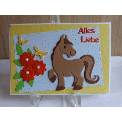 Kindergeburtstag,Glückwunschkarte mit Pferd,Kinder