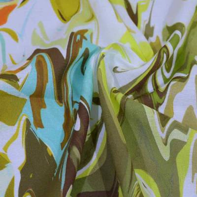 Baumwoll Krepp Anja Digitaldruck grün Töne leichter Frühjahrs-/Sommerstoff (1m/15,-€)
