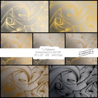 Digipapier  - Edle Welle - Goldtöne - Datei - Mithstoff