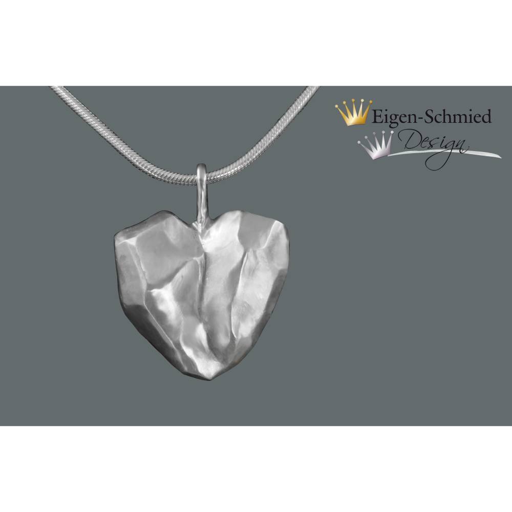 Goldschmiede Silberanhänger mit Herz "frozen heart", große Ausführung, Herzanhänger, Silberschmuck handmade, Lie Bild 1