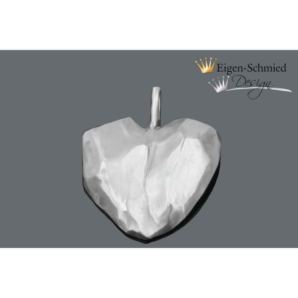 Goldschmiede Silberanhänger mit Herz "frozen heart", große Ausführung, Herzanhänger, Silberschmuck handmade, Lie Bild 2