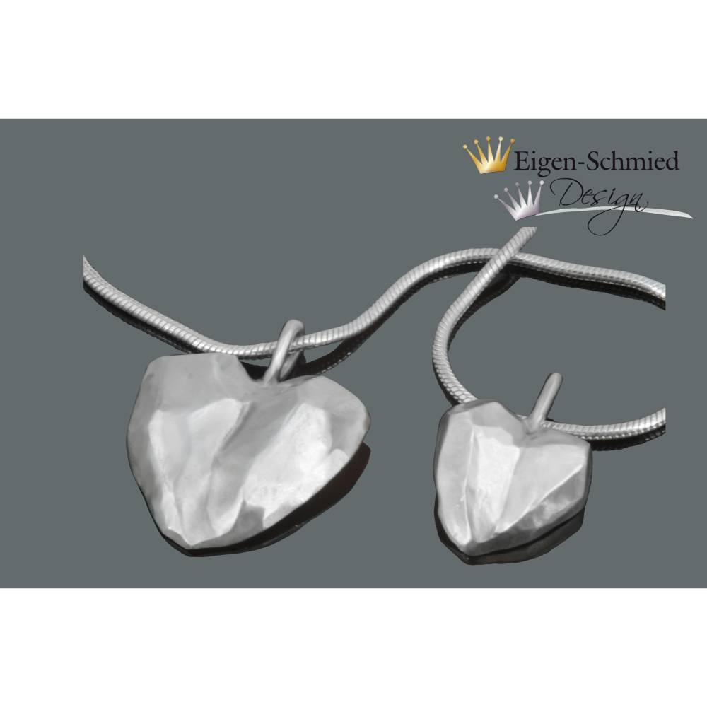Goldschmiede Silberanhänger mit Herz "frozen heart", große Ausführung, Herzanhänger, Silberschmuck handmade, Lie Bild 4