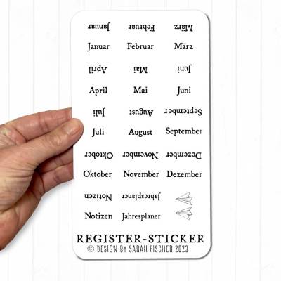 Stickerbogen Monats-Register für Bullet Journal & Planer
