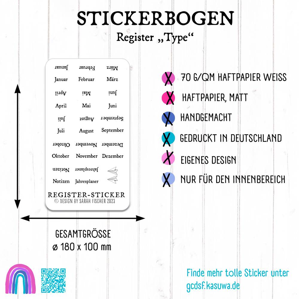 Stickerbogen Monats-Register für Bullet Journal & Planer Bild 6