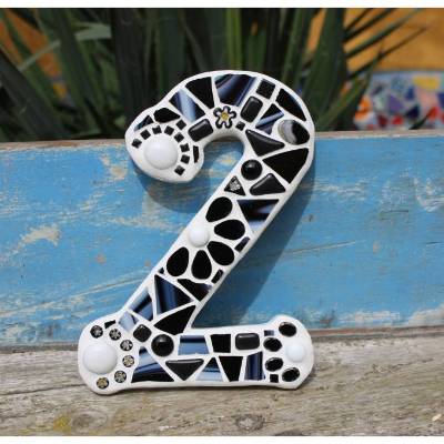 Mosaik Hausnummer in schwarz weiß, Ziffern 0-9, frostfest