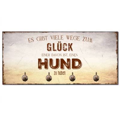 Hundegarderobe WEGE ZUM GLÜCK Wandgarderobe, Leinenhalter┊tolle Geschenkidee für Hundeliebhaber