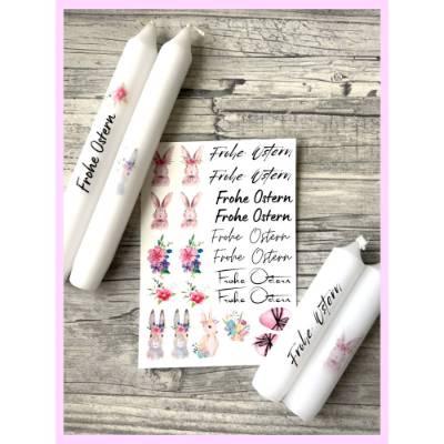 Kerzentattoo OSTERN BUNT, A6, Wasserschiebefolie, Kerzenfolie, Kerzensticker, Kerzen beschriften, Frohe Ostern,Osterhase