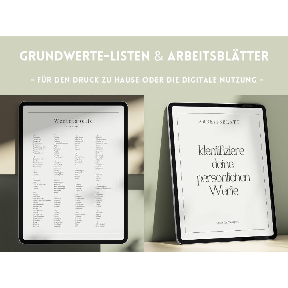 A-Z Wertetabelle PDF | Grundwerte für Kinder | Arbeitsblätter zur Bestimmung eigener Grundwerte | Werte für Unternehmen Bild 1