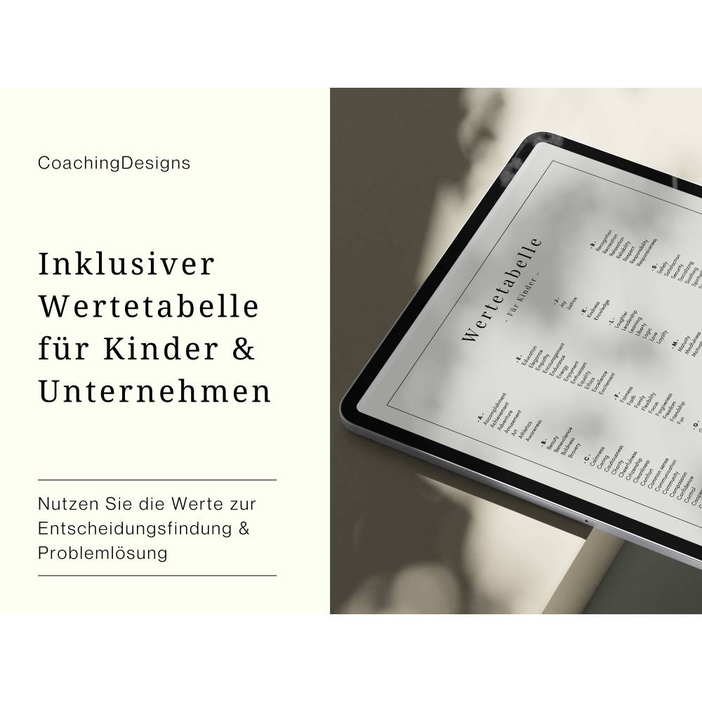 A-Z Wertetabelle PDF | Grundwerte für Kinder | Arbeitsblätter zur Bestimmung eigener Grundwerte | Werte für Unternehmen Bild 3