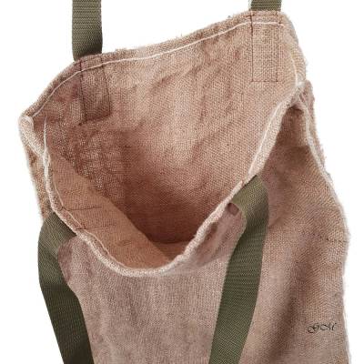 Upcycling Jutetasche Siedeviehsalz – Handgemachte Stofftasche mit langen Henkeln, 40 x 48 cm, Unikat