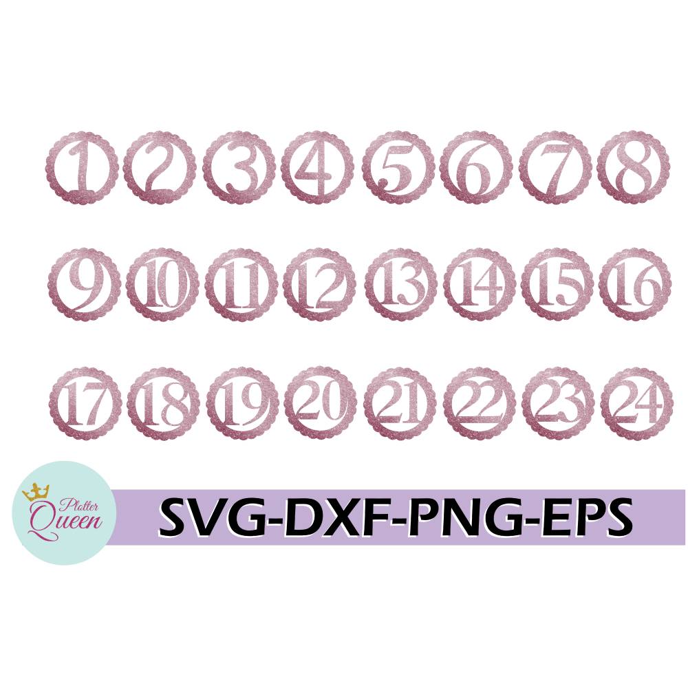 Plotterdatei Adventskalender Zahlen SVG DXF PDF SVG Bild 1