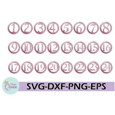Plotterdatei Adventskalender Zahlen SVG DXF PDF SVG