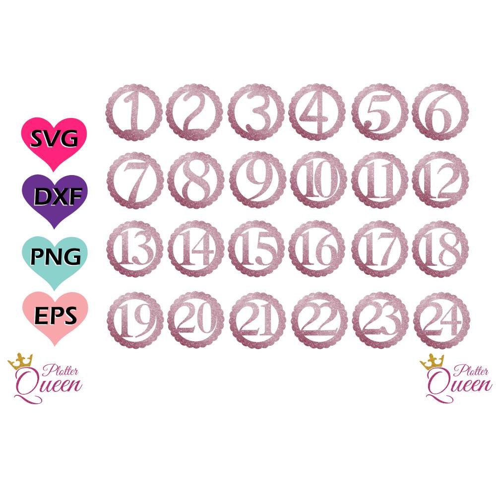Plotterdatei Adventskalender Zahlen SVG DXF PDF SVG Bild 2