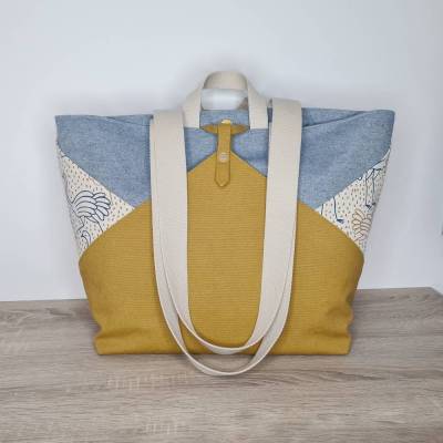 Tasche mit Straußenmotiv, große Canvas Schultertasche
