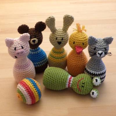 Häkelanleitung "Tiere kegeln", Kinderspiel , pdf-Datei