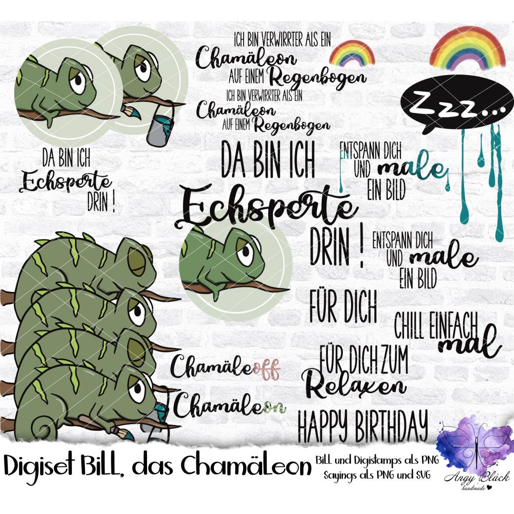 Digiset Bill, das Chamäleon  hohe Qualität (300 DPI), PNG,SVG und DXF Bild 1