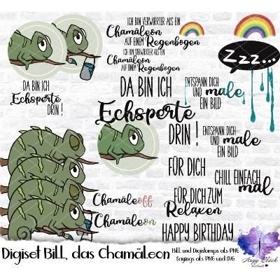 Digiset Bill, das Chamäleon  hohe Qualität (300 DPI), PNG,SVG und DXF