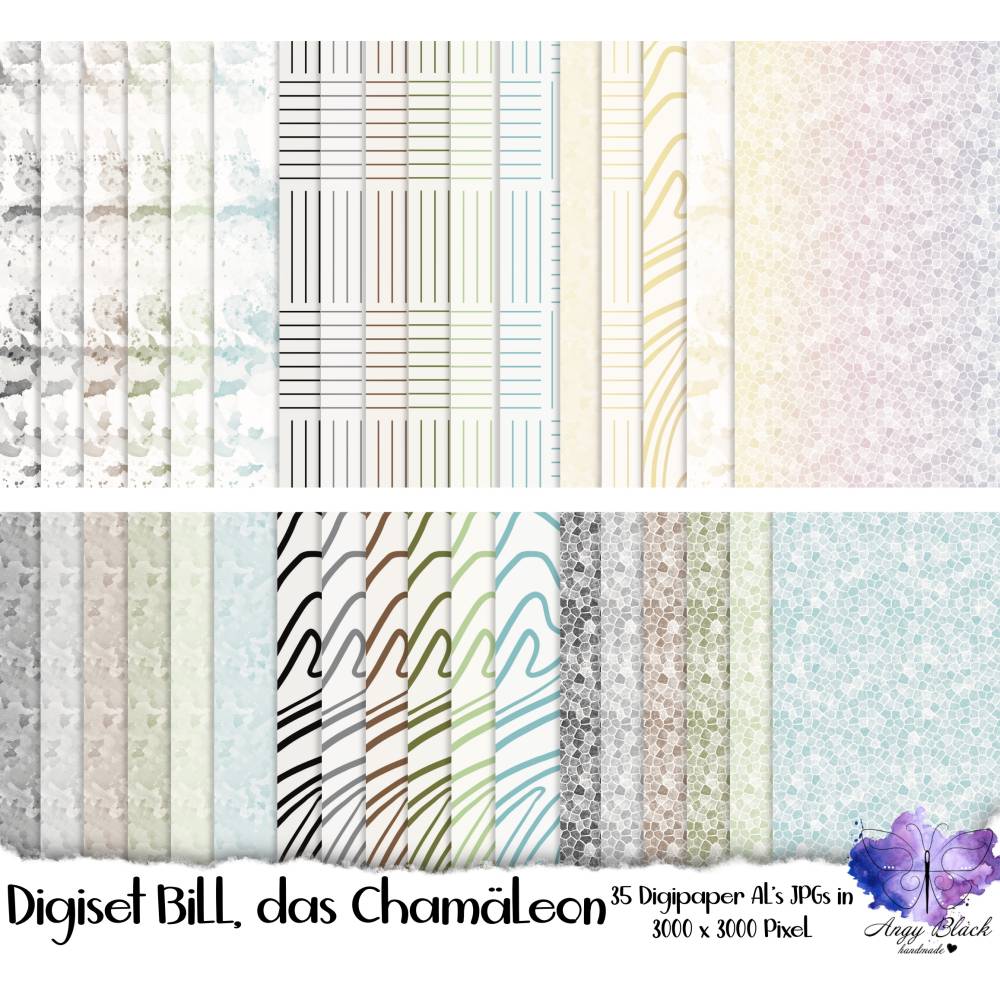 Digiset Bill, das Chamäleon  hohe Qualität (300 DPI), PNG,SVG und DXF Bild 2