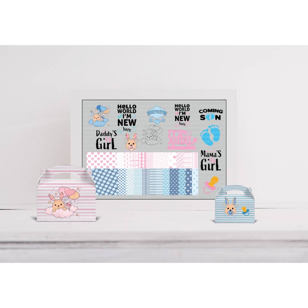 Digiset "HELLO BABY" Digistamp mit Digipapier Bild 1