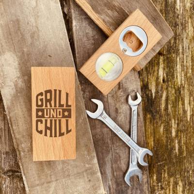Flaschenöffner Freund Grillen Wasserwaage Papa Geschenk