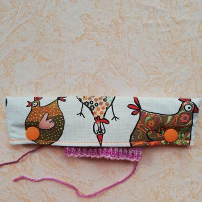 Nadelgarage, Nadelsafe, Nadelspiel Garage, Nadelspiel Safe, Nadeltasche für 15 cm lange Sockennadeln, lustige Hühner 