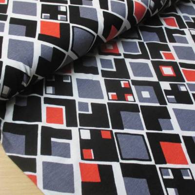 Viskosejersey Rauten, Retro Style, schwarz (1m/12,-€)