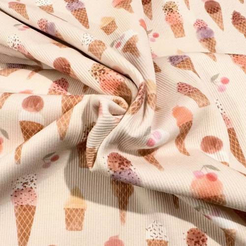 ab 50cm RIB Jersey Eiscreme 260g/m2 Watercolor - Aquarell Druckstoff